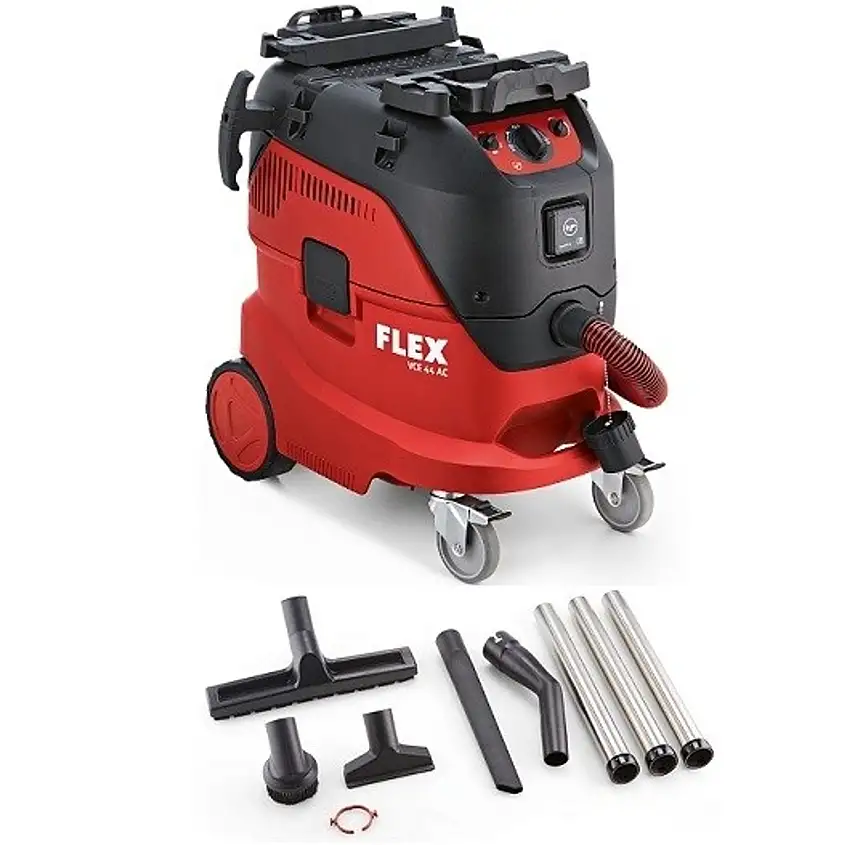 FLEX VCE 44 M AC Aspiratore Per Levigatrici 1400 Watt Da 42lt Pulizia Automatica Del Filtro - Classe M Con Accessori