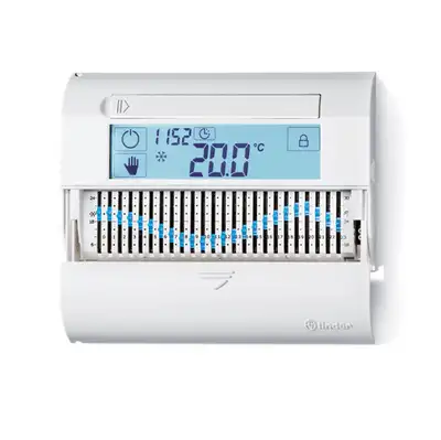 FINDER 1C6190030101 - Cronotermostato da parete Giornaliero, Standard, 3 V, Touch slide, 1 contatto, 5 A, Bianco panna, DC