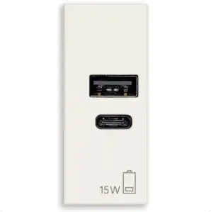 VIMAR 30292.AC15B - ALIMENTATORE USB A+C 15W 5V 1M BIANCO