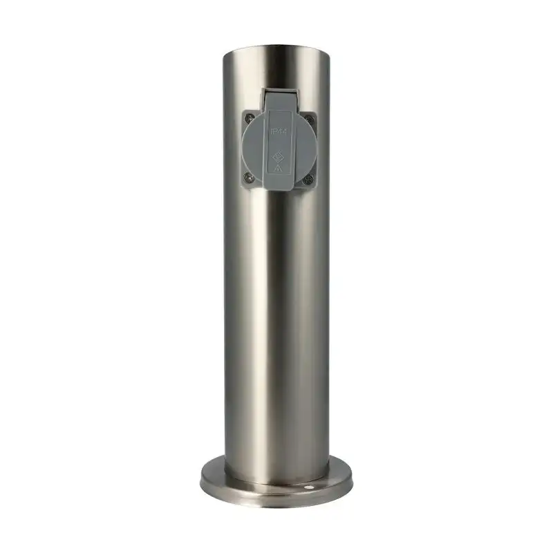 Torretta da esterno con due prese di corrente (tipo franco-belga) 220Vac in acciaio inox