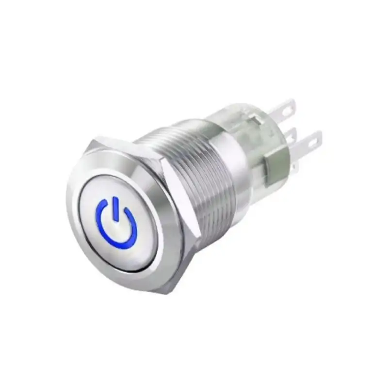 Interruttore antivandalo 1NA+1NC 19MM luminoso 12V blu IP65 0 - I