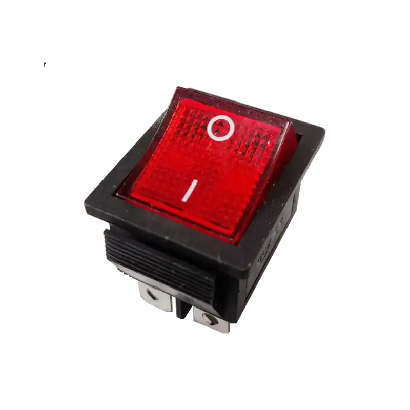 Interruttore bipolare a bilanciere luminoso 12V rosso ON-OFF 31x26mm