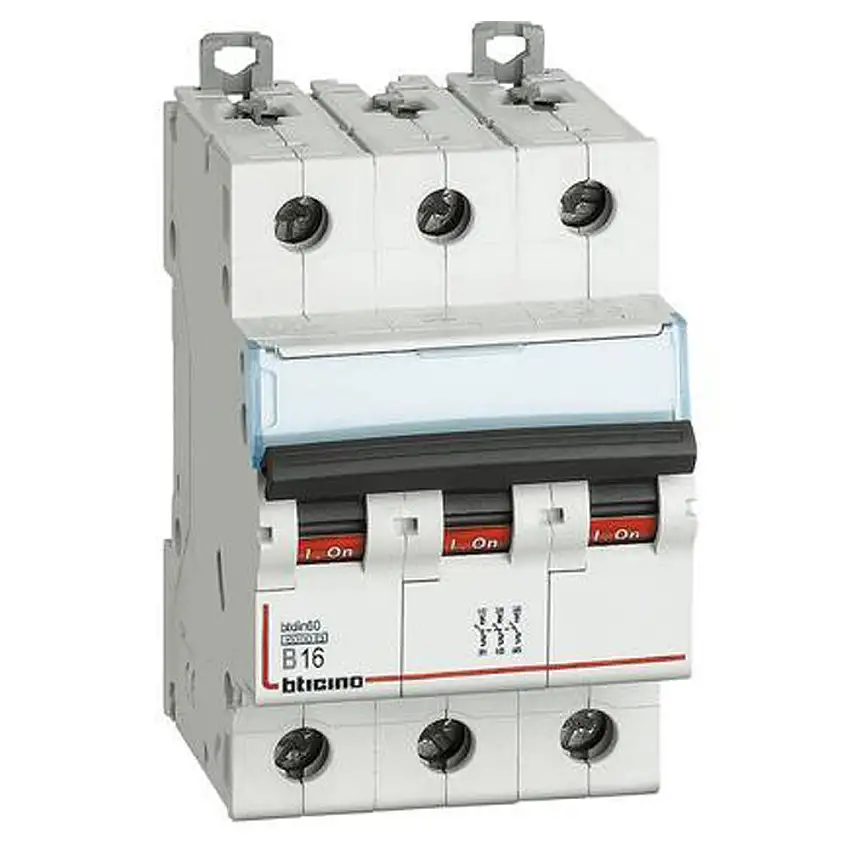 Interruttore magnetotermico 3 poli 3 moduli 16A curva B Bticino