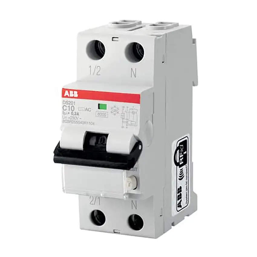 Interruttore magnetotermico differenziale DS201 C10 AC30 1P+N 6K (DS1C10AC30) Abb