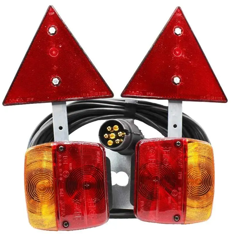 Kit fanali posteriori magnetico per rimorchio con triangoli catadiottri e cavo 7 metri