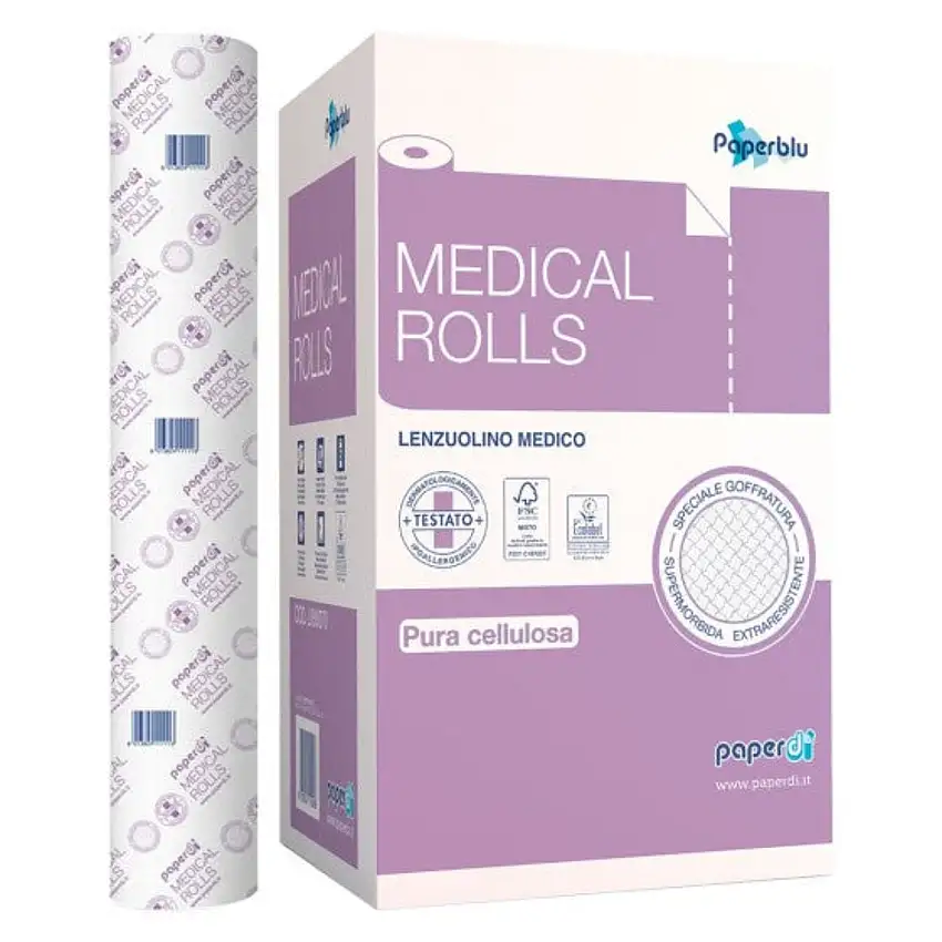 Lenzuolino medico di pura cellulosa a due veli 216 strappi mt. 80 x 60 cm