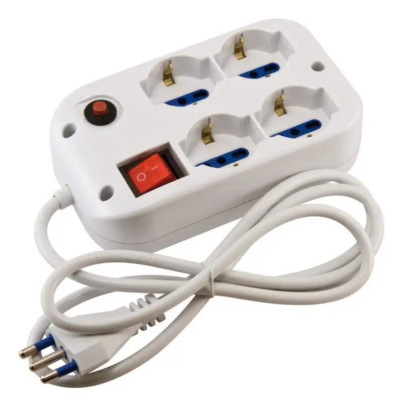 Multipresa Quadra 4 uscite Universale Schuko Bivalenti Cavo 1,5 m