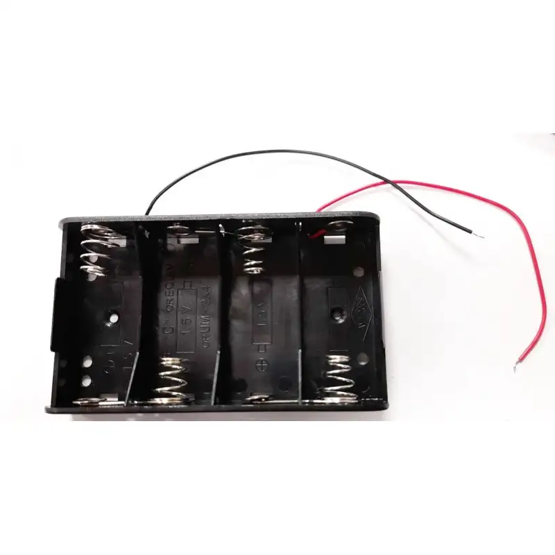 Portabatterie rettangolare per 4 batterie 1/2 Torcia con fili 150MM