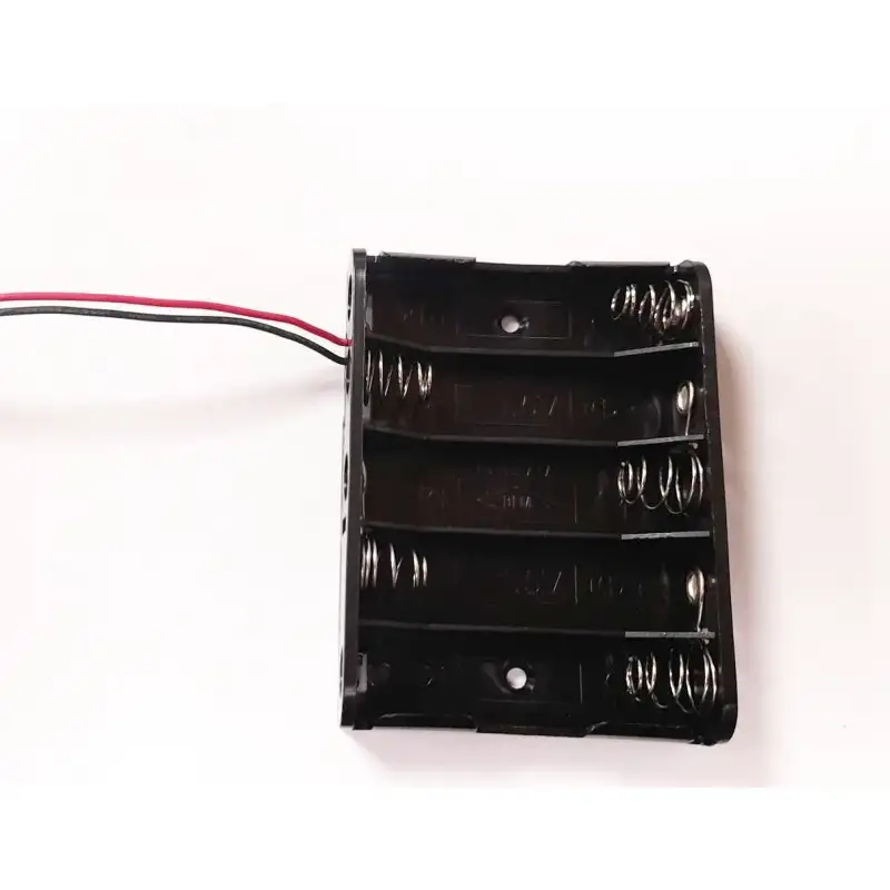 Portabatterie rettangolare piatto per 5 stilo con fili 150MM