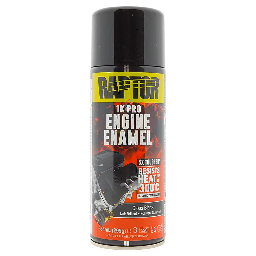 Smalto per motori Raptor - Vernice per blocchi motore NERO LUCIDO Spray 400ml