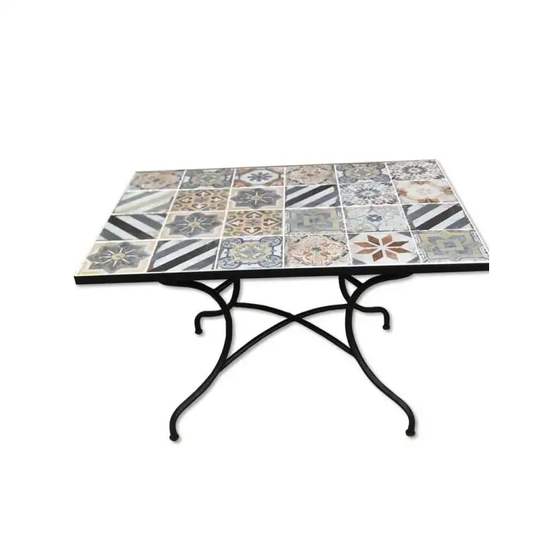 Tavolo ferro battuto maiolica pompei rettangolare cm. 120 x 80
