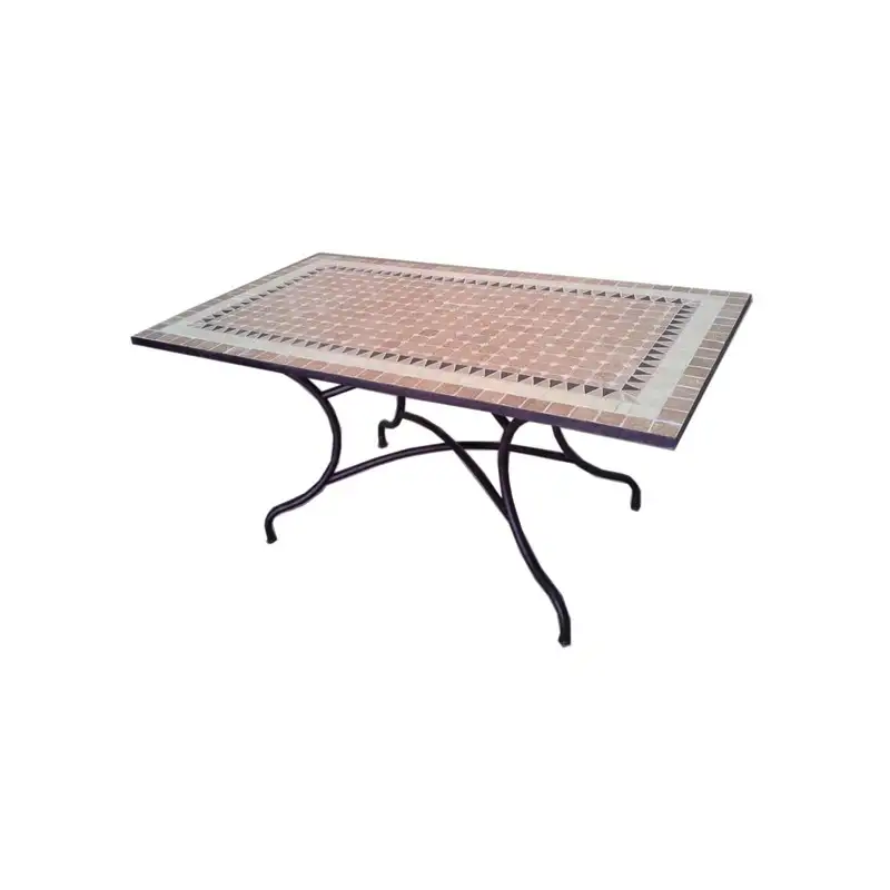 Tavolo ferro battuto mosaico cm. 200 x 100 x 75h d.11185