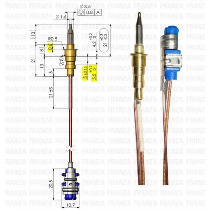 TERMOCOPPIA SICURGAS ATTACCO JACK ELECTROLUX REX PIANO COTTURA 75cm Originale