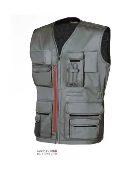 gilet stone gray dotato di tasche multifunzionali su petto con portabadge a scomparsa e tasca portacellulare UGUHY018SG-2XL